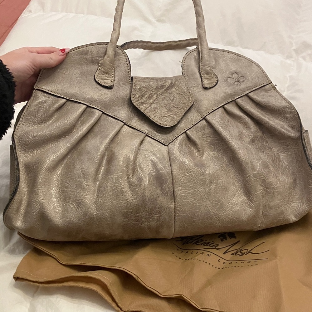 Patricia Nash Taupe Leather Satchel
